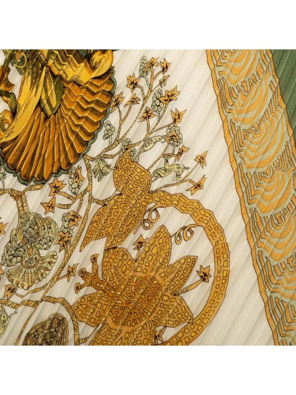 Hermes Carre 90 Pleated les Legendes de L'arbre Wood Legend Scarf Large